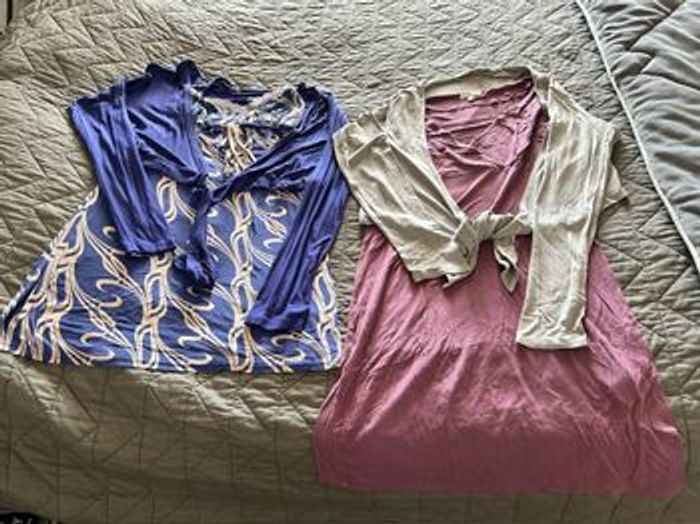 Lot 2 ensembles chemise de nuit + petit gilet spécial grossesse et allaitement