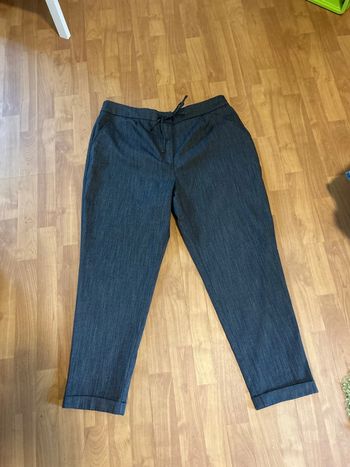 Pantalon a revers gris bleu camaïeu taille 46
