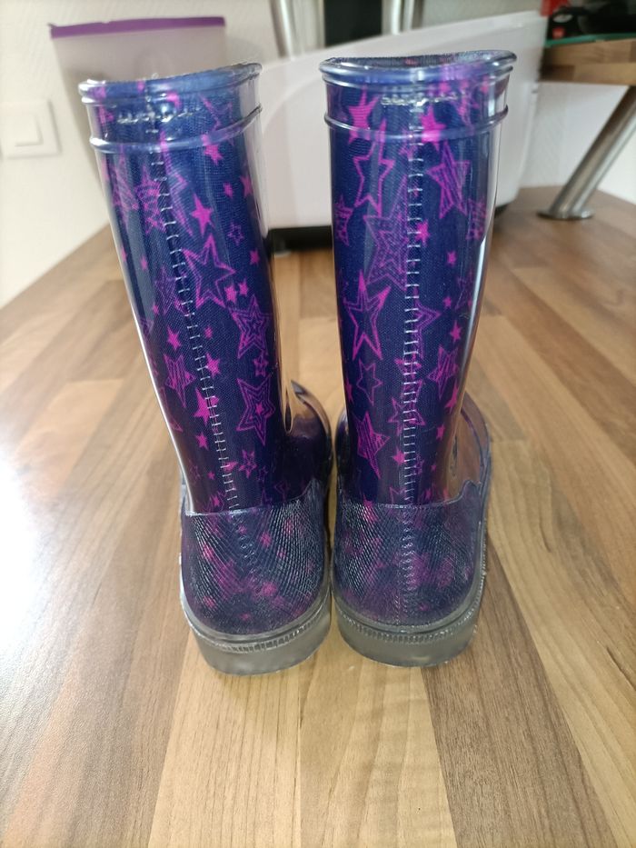 Bottes de pluie violet étoiles rose 31 - photo numéro 4