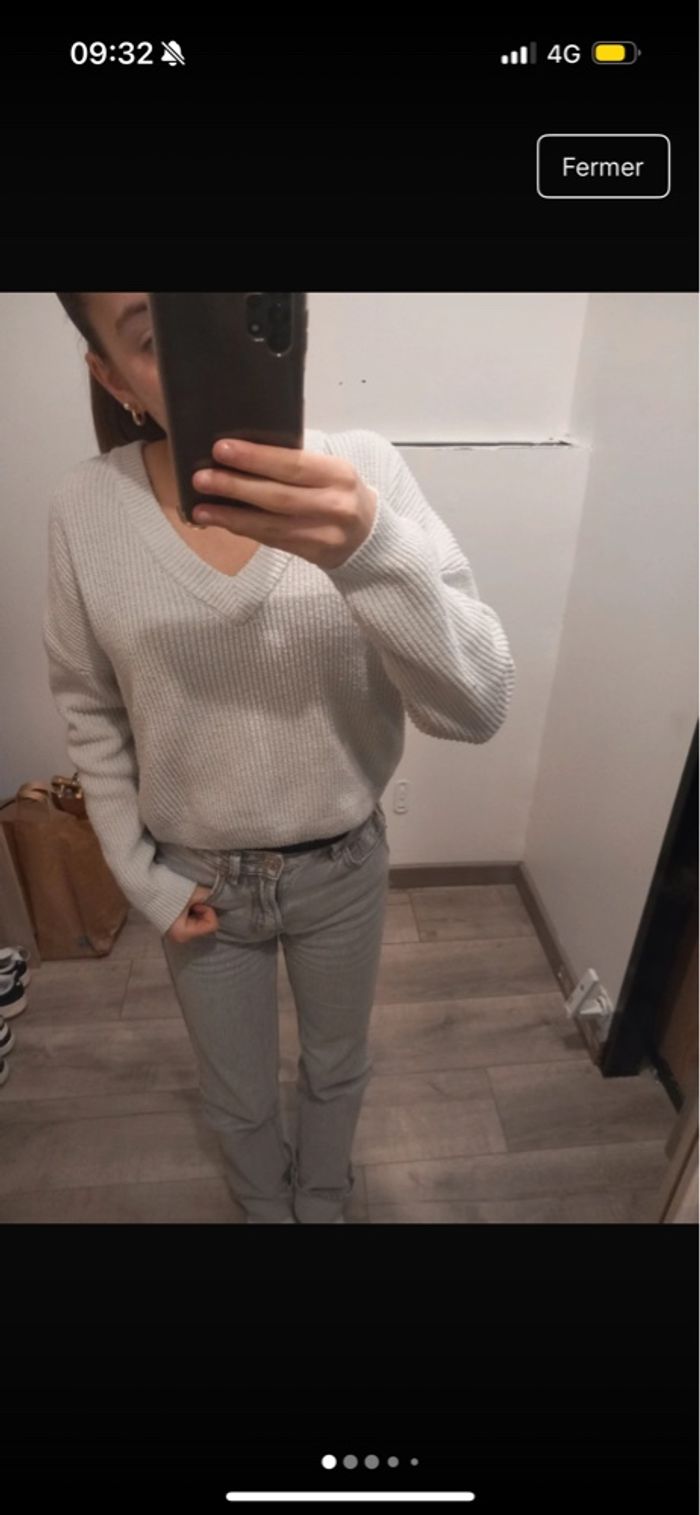 pull blanc col v femme