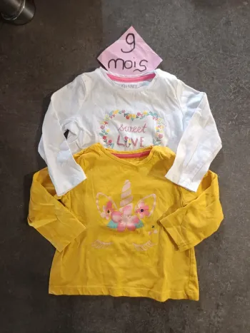 Lot t-shirt in extenso 9 mois