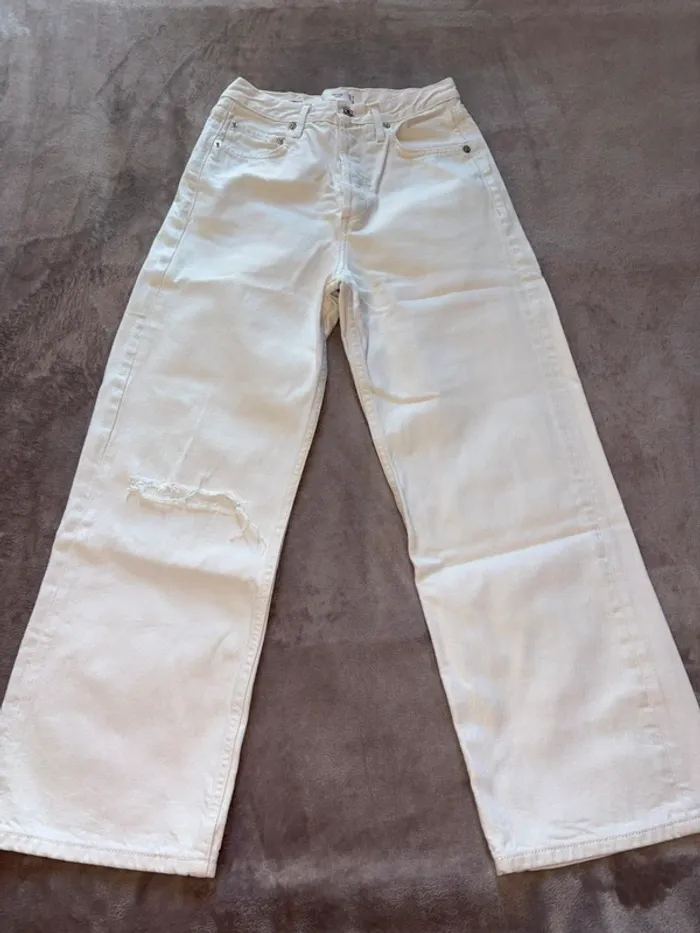 Jean blanc mango à jambes larges taille 34 femme en très bon état - photo numéro 6