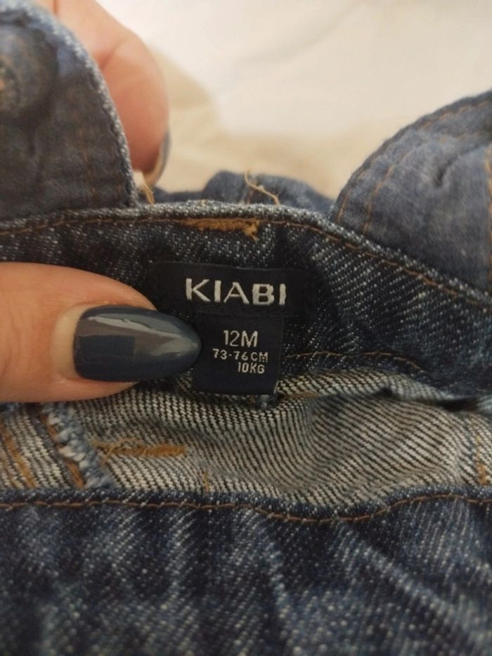 Salopette short en jean pour bébé de 12 mois - photo numéro 4