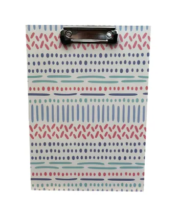 Planche à pince clipboard rigide – Motif graphique pastel 32,5 x 22 cm Neuf
