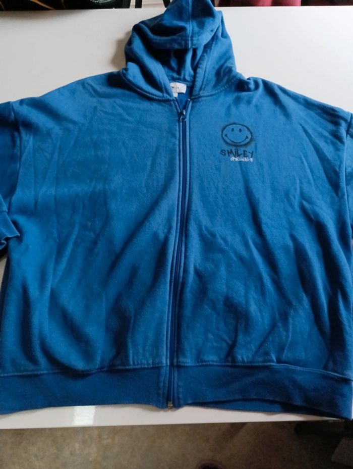 Sweat gilet zippé à capuche homme Smiley Original skateur large taille S