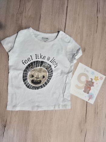 Tee-shirt manches courtes blanc avec un lion, Kiabi, 9 mois.