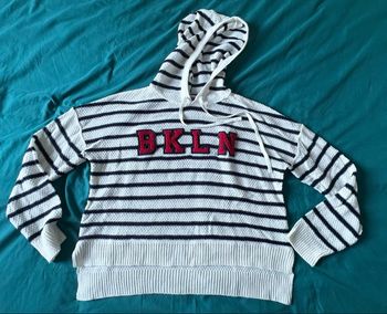Pull à capuche rayé BKLN S Femme