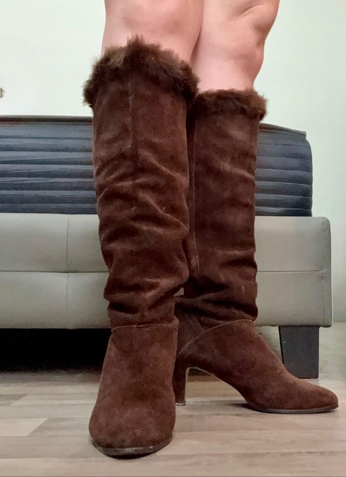 Bottes à talons aiguilles marron avec fourrure - Taille 41