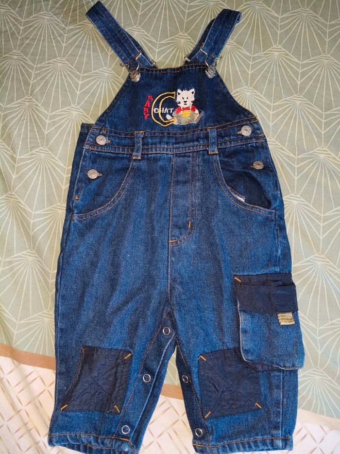 Salopette jean 12 mois pression baby chat