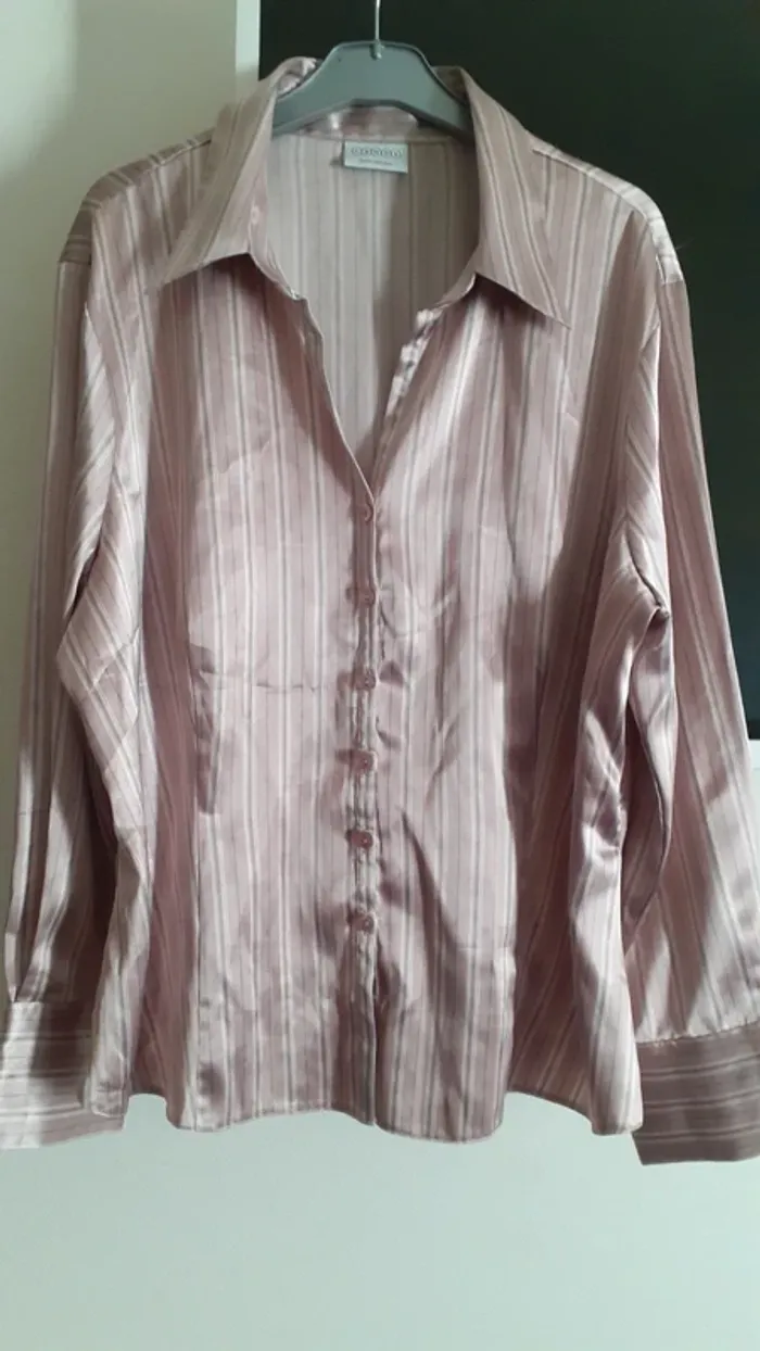Chemise rose satiné - photo numéro 2