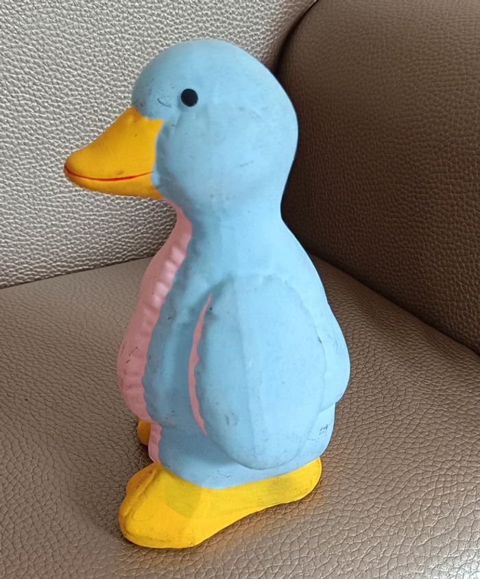 Tirelire oie canard bleu rose ancienne - photo numéro 2