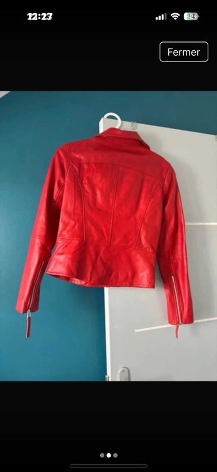 Veste rouge cuire - photo numéro 5