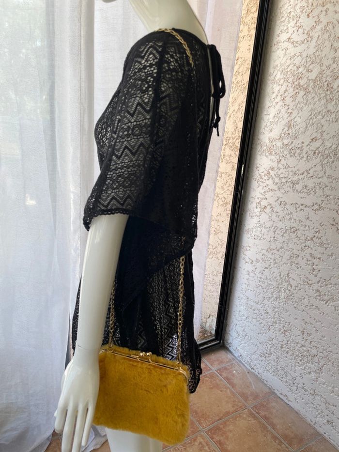 Petit sac, fausse fourrure, couleur moutarde - photo numéro 2