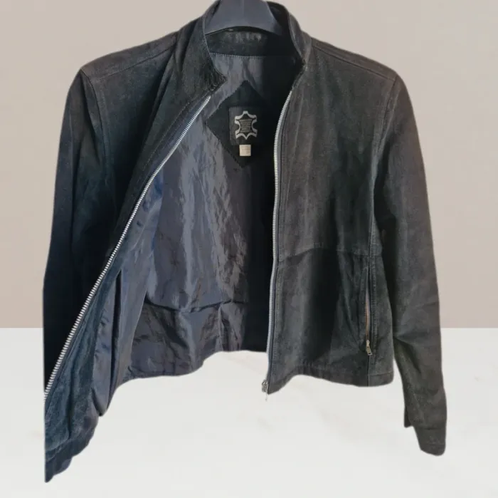 Blouson de moto noir en cuir véritable - The Genuine Leather - Taille 40 (L) - photo numéro 2