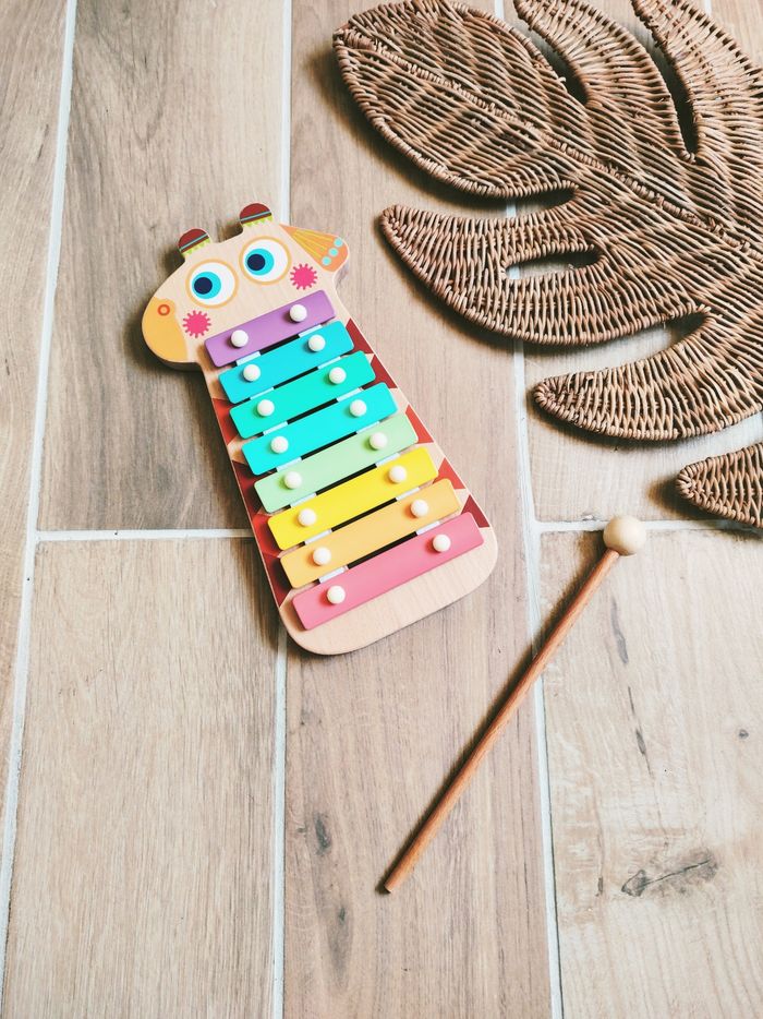 🎶Instrument de musique Xylophone rigolo arc en ciel en bois