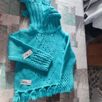 Pull col roulé in extenso turquoise 3 ans fille