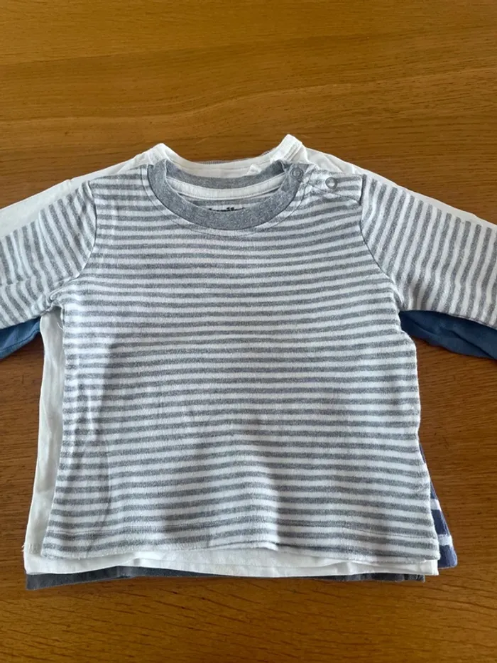 Lot 5 t-shirt manches longues 12 mois - photo numéro 8