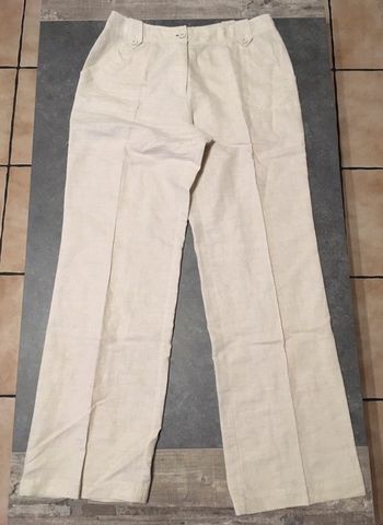 Pantalon large blanc cassé en lin taille 38