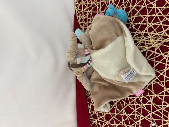 Doudou plat ane poney cheval beige rose bleu BABYSUN - photo numéro 2