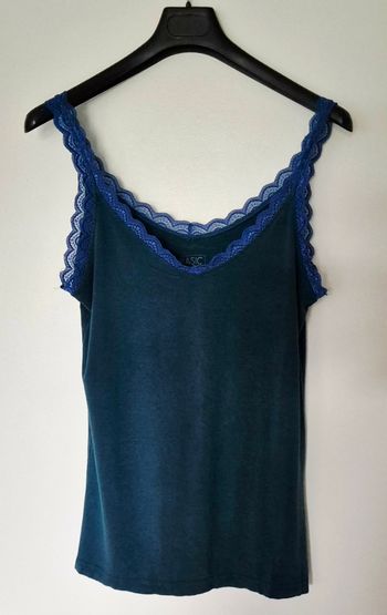 Débardeur à fines bretellesbleu canard avec dentelle – Taille L