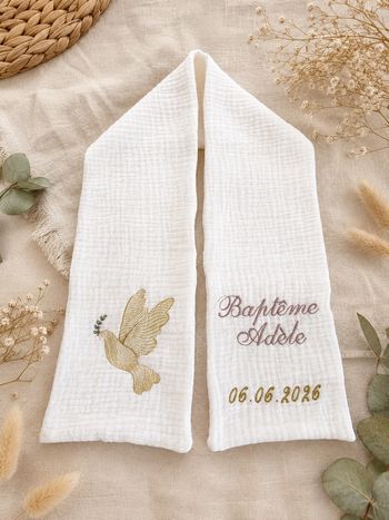 Écharpe baptême brodée