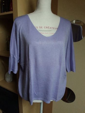 Pull mailles fines parme lilas mauve NEUF