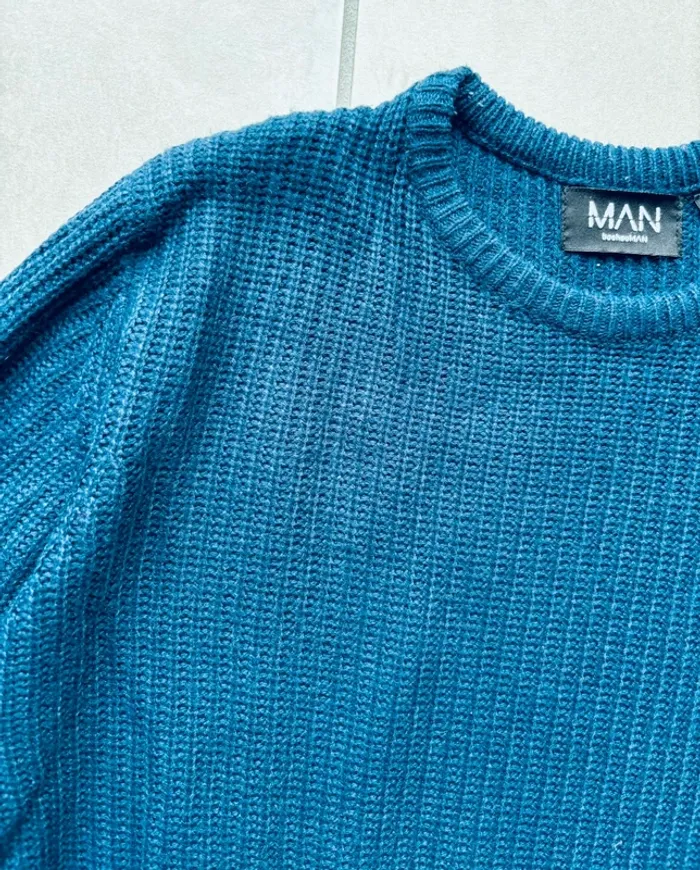 Magnifique pull bleu marine mailles Boohoo man - photo numéro 3