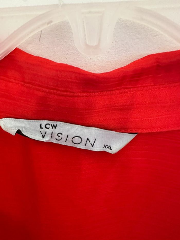 Chemisier rouge vif satiné lcw vision taille 44 - photo numéro 4