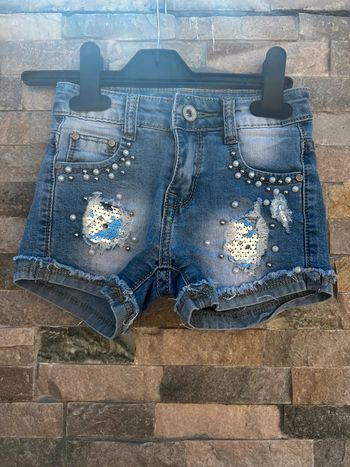 Short en jean perles et Paillettes