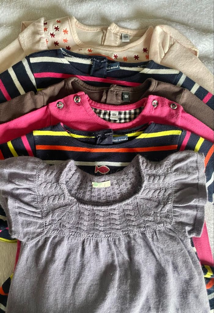 lot de 6 robes/tuniques bébé fille - 18 mois (manches courtes & longues)