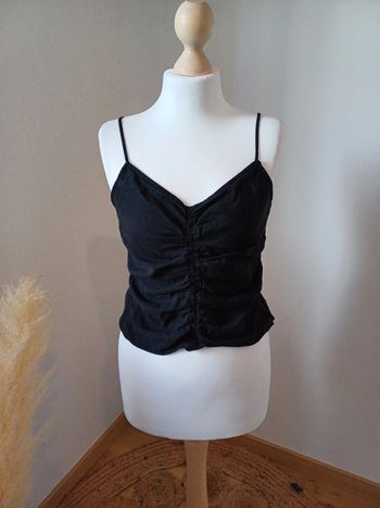 Top court noir froncé H&M taille XS 34
