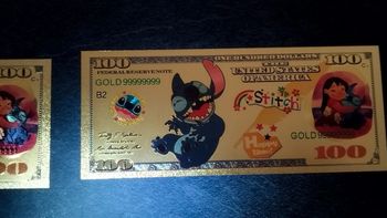 Billet Lilo et Stitch OR Collector Gold Doré card carte ticket