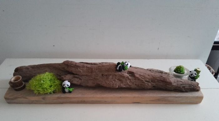 Décoration bois flotté panda nature zen