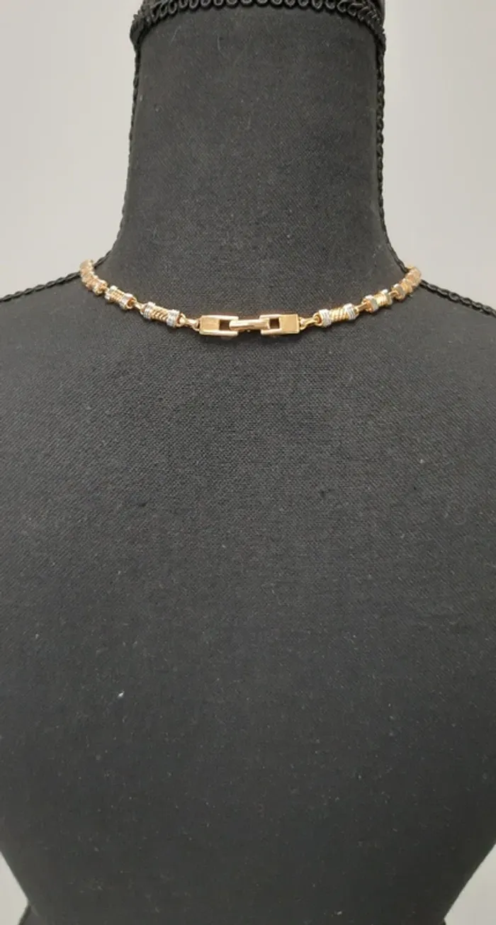 Très joli collier vintage en métal doré et argenté - photo numéro 2