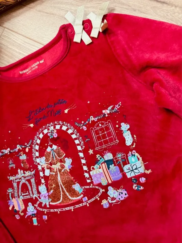 Taille 6 ans pyjama velours Noël fille Sergent Major rouge 🎄 - photo numéro 3