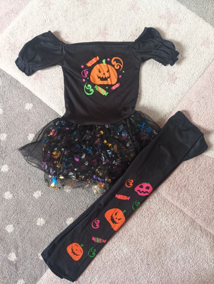 Déguisement ensemble carnaval halloween Fille 3/4 ans sorcière citrouille bonbons Gifi