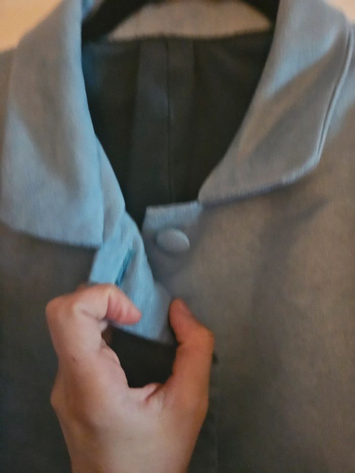 Veste / Blouson cousu main, style daim, bleu clair, taille M/L - photo numéro 7