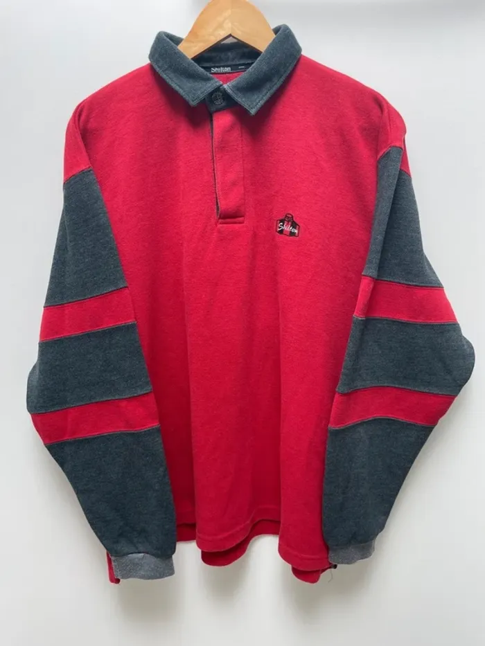 Rugby Polo Shilton Red Long Sleeves Mens Large - photo numéro 2