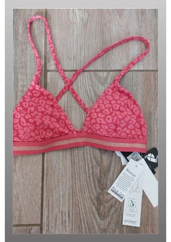 Haut de maillot de bain triangle mix and match, rose et doré à motif léopard - Taille S Protest