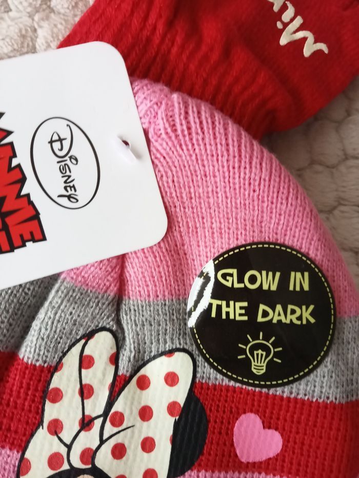 Ensemble bonnet gants 52cm Minnie phosphorescent - photo numéro 2