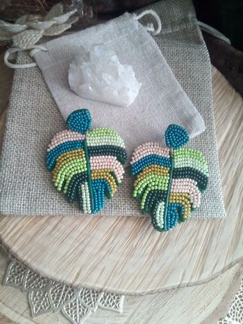 Boucles d'oreilles feuilles bohèmes tropicales