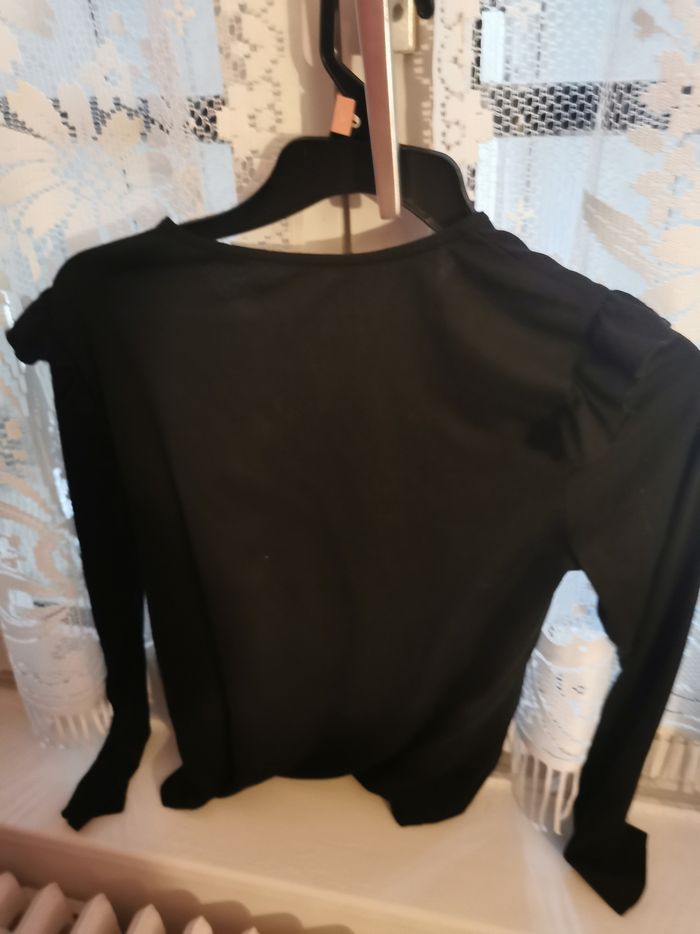 Polo manches longues fantaisie avec volant epaules noir T M - photo numéro 2