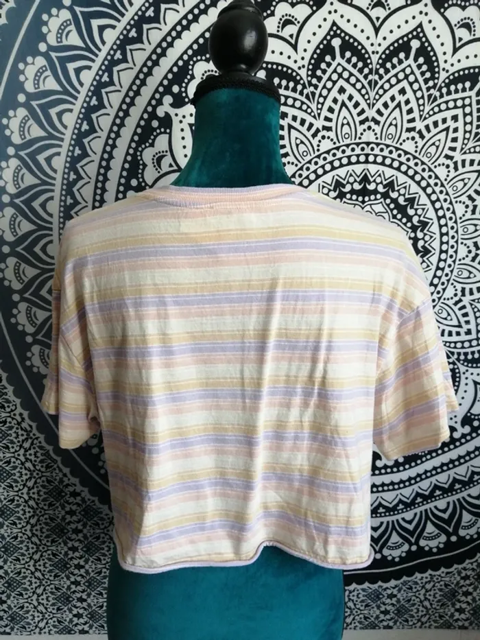 Tee-shirt crop top à rayures pastelles / don't call me jennyfer / (S) - photo numéro 4