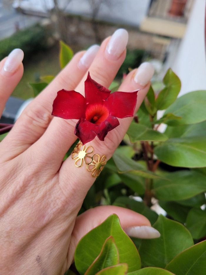 Bague fleur 🌸 ajustable acier - photo numéro 4