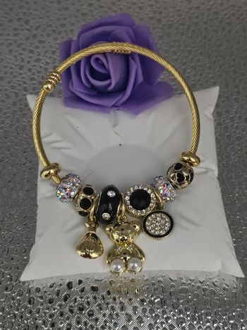 Bracelet ajustable avec ses breloques en acier inoxydable