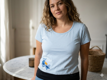 T shirt bleu ciel avec broderies Taille M Kenzo jeans superbe Neuf