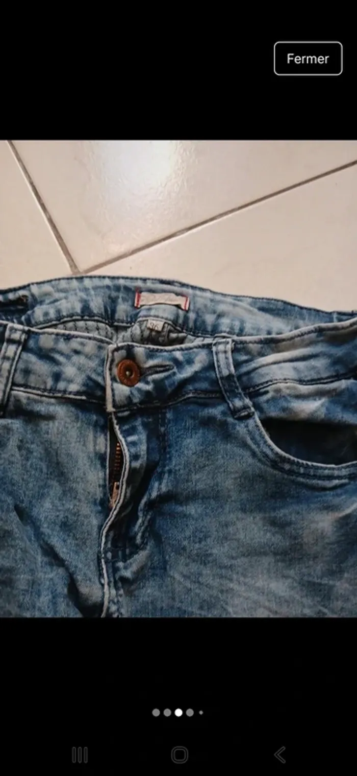 Pantalon taille basse en jean taille 36 - photo numéro 2
