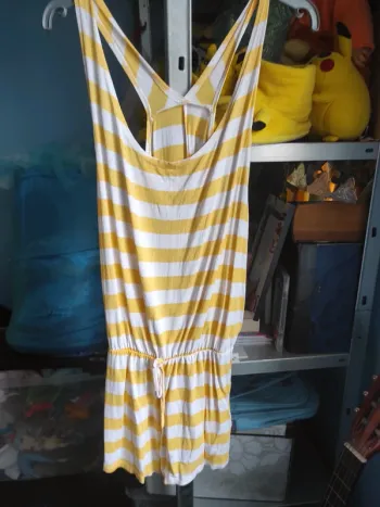 Combi-short élastique jaune à rayures