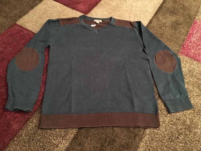 Pull bleu/gris Vertbaudet taille 10 ans