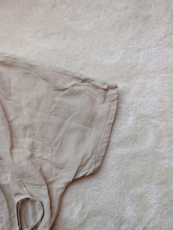 Combinaison Zara Basic S beige crème avec gros boutons et ceinture assortie coton lin - photo numéro 9
